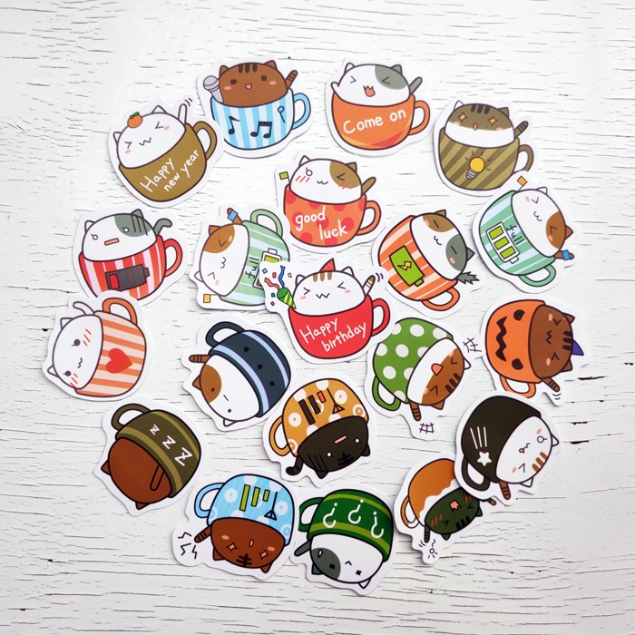 Sticker Bịch Mèo Ly Cảm Xúc Cute