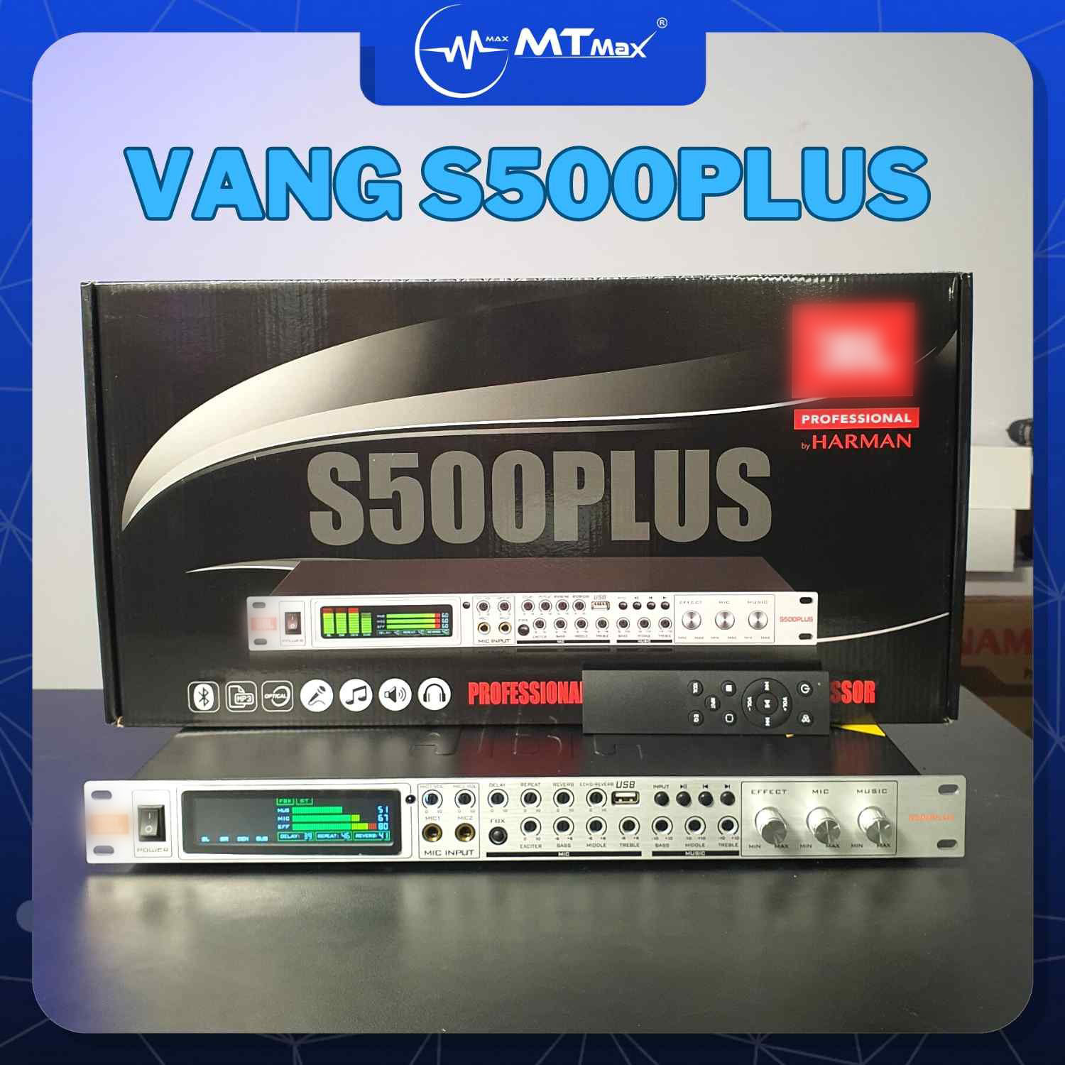 Vang cơ lai số S500PLUS - Chống hú, có reverb, điều khiển từ xa và đa kết nối- OPTICAL, BLUETOOTH, AUX, USB