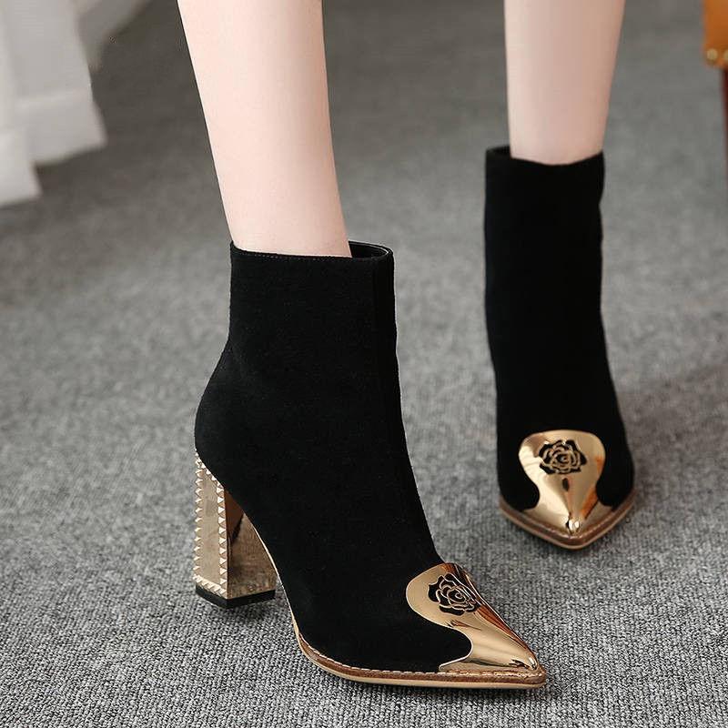 Giày bốt cao gót mũi nhọn thời trang thu đông Hàn Quốc 2020 cho nữ