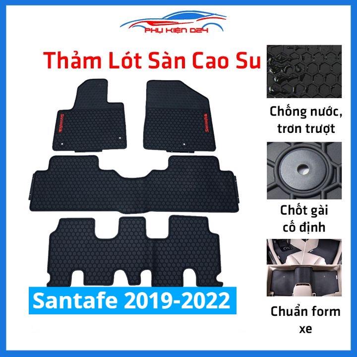 Lót sàn ô tô cao su Santafe 2019-2020-2021-2022 không mùi chống trơn trượt