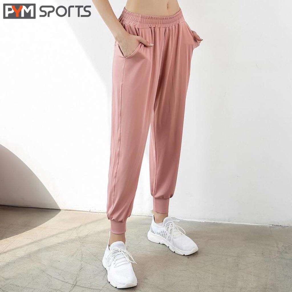 Quần Jogger tập gym, yoga nữ PYM SPORT - PYMJ006, chất liệu co giãn 4 chiều - 3 màu đen, hồng, xanh