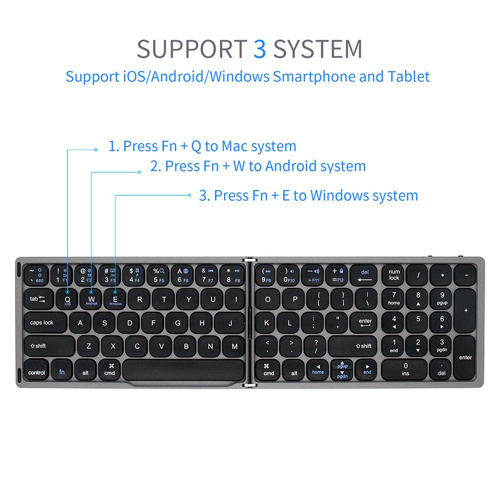 Foldable BT Wireless Keyboard Portable Keyboard Pocket-size Keyboard Support Android Windows IOS Smartphone and Tablet