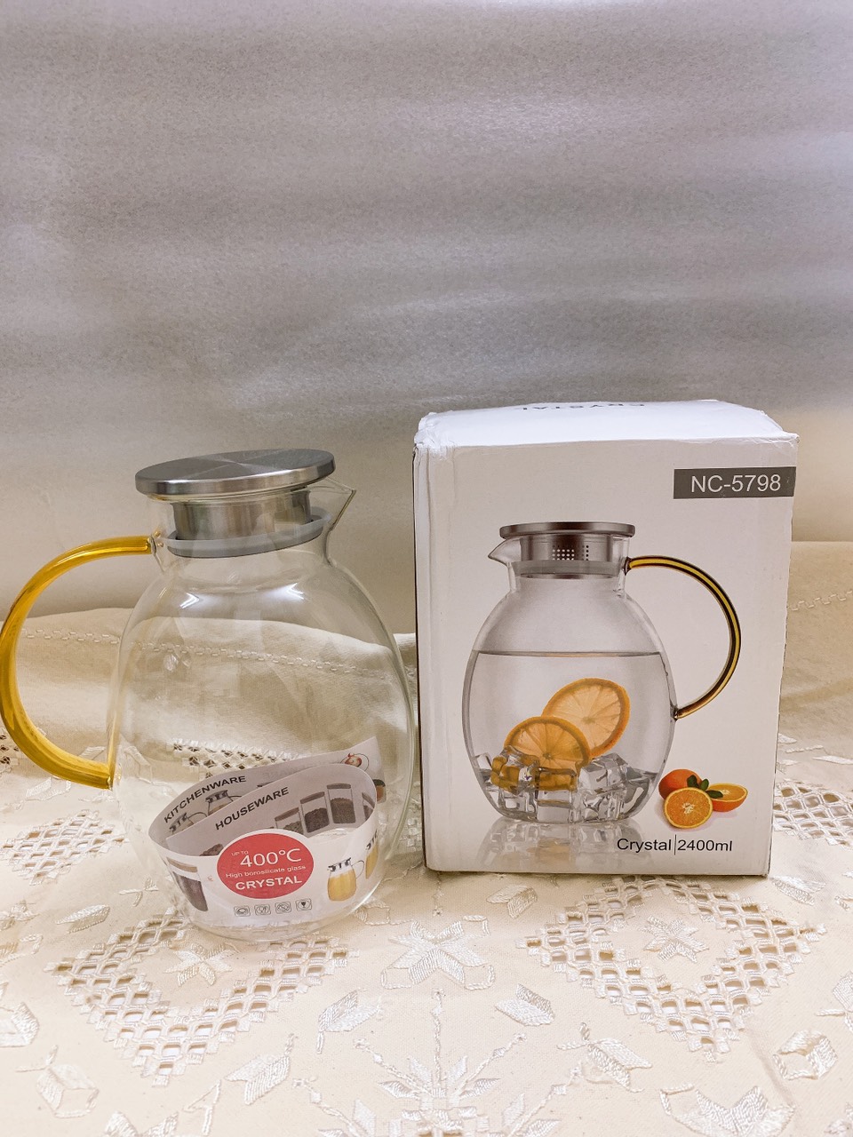 BÌNH ĐỰNG NƯỚC THỦY TINH CHỊU NHIỆT LÊN TỚI 400 ĐỘ C LL - 2400ML - ANTH232