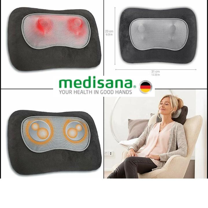 Gối Massager Cổ Vai Gáy Medisana MC840, Gối Massage Hồng Ngoại 4 Con Lăn Giúp Thông Khí Huyết, Giảm Đau Mỏi, Nhập Đức