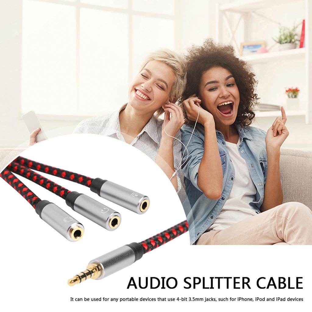 11.8" 3.5mm Male to 3X Female Splitter Audio Cable 3 Way Splitter for Headphone