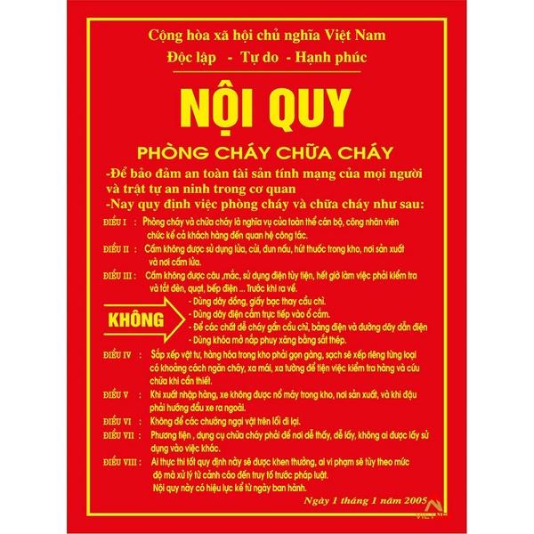Bảng nội quy tiêu lệnh cấm lửa cấm thuôc....