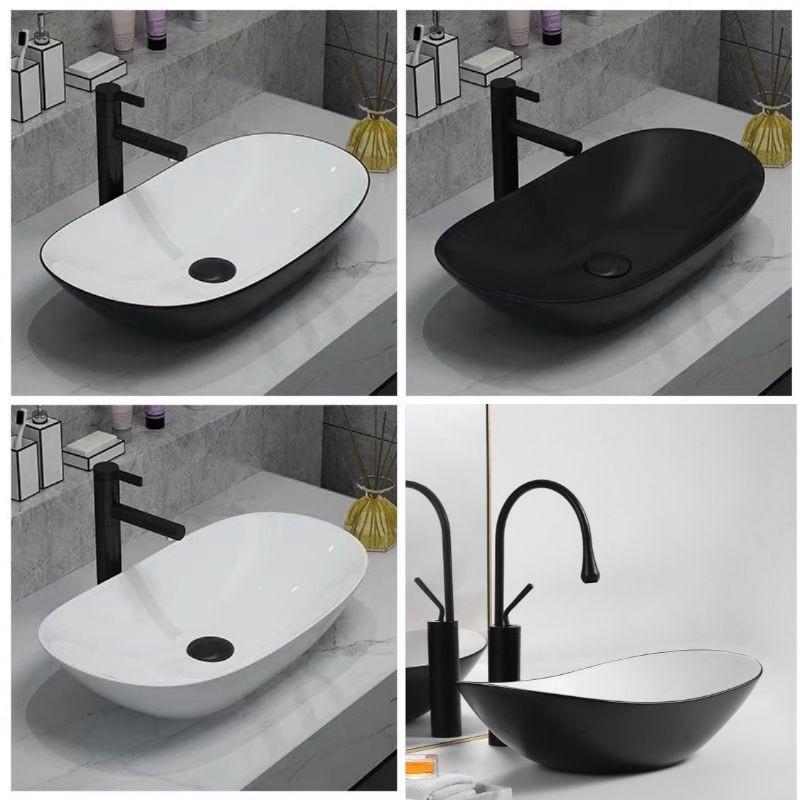 Lavabo đặt bàn hình thuyền trong trắng ngoài đen