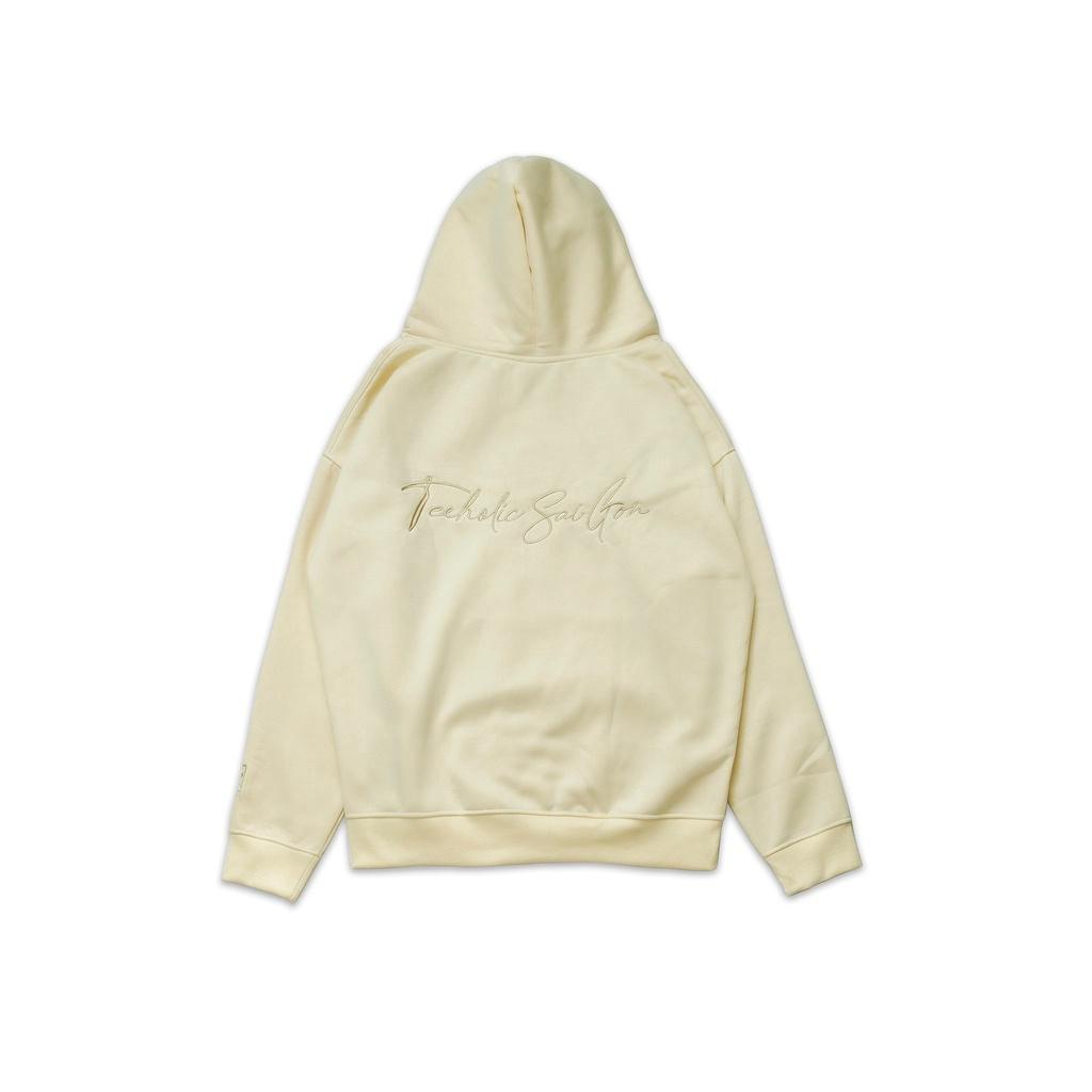 Áo Hoodie Unisex Nam Nữ Thêu Logo TeeHolic Màu Kem - THS