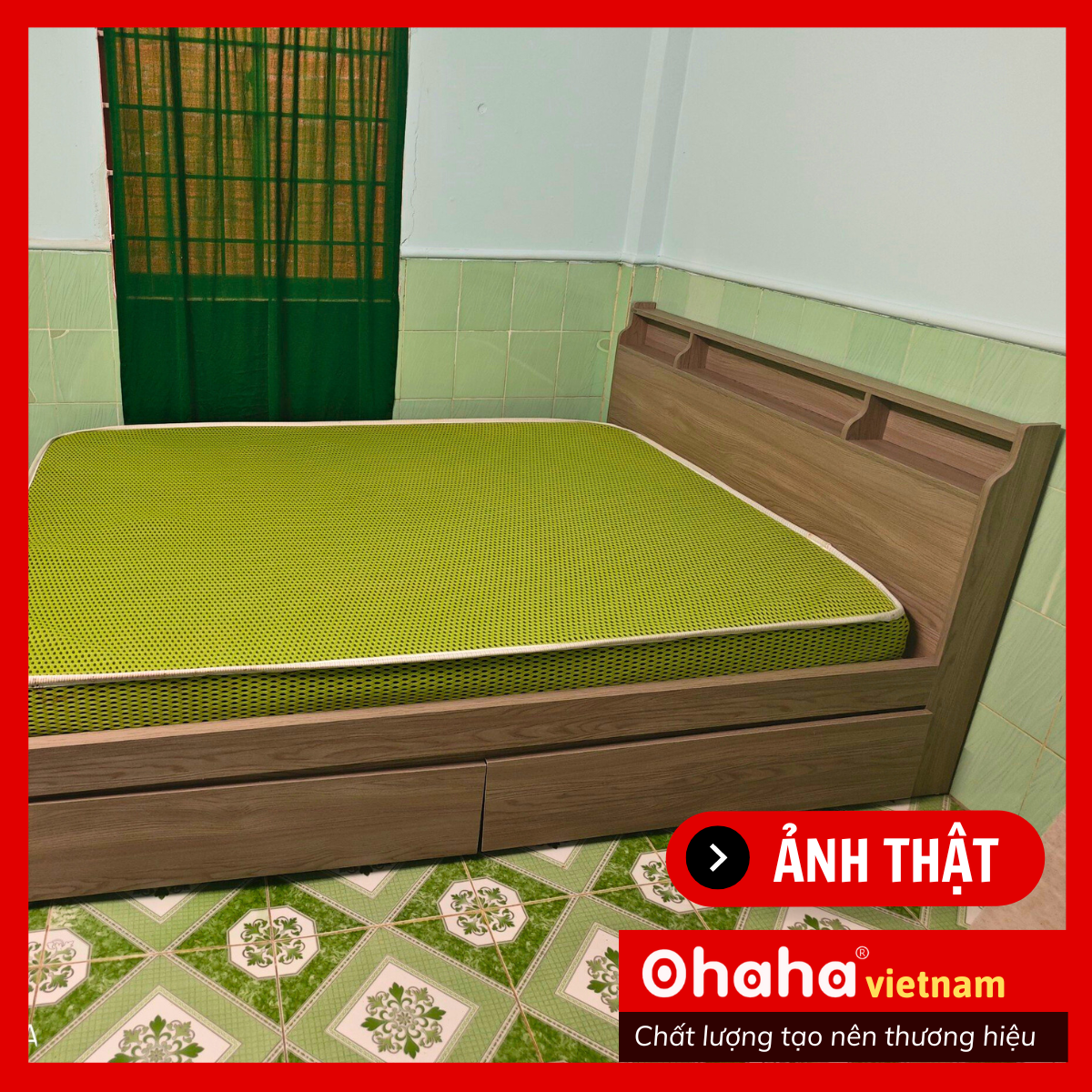 Giường ngủ gỗ Công Nghiệp Cao Cấp OHAHA chuẩn Nhật - Black Bed