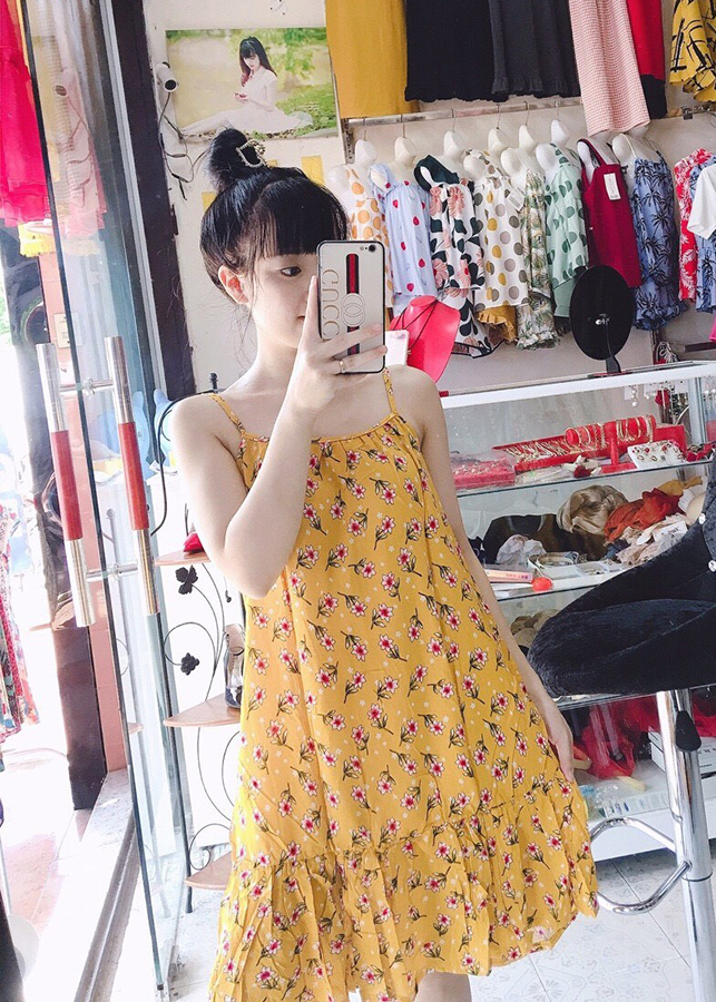Váy lanh đuôi cá hoa nhí nhiều màu