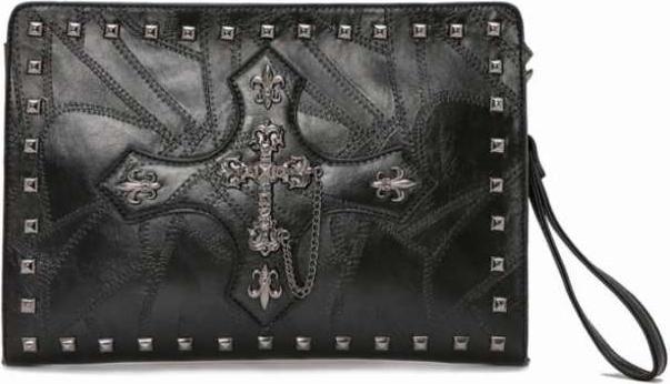 Personalized Rivet Crucifix Clutch Coin Purses & Pouches - Black
