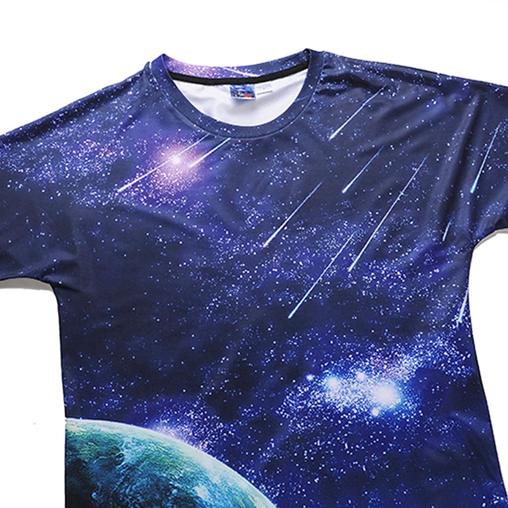Men's Fashion Style Print Shirts Tops Tee Short Sleeve Casual Tee Shirt Starry Purple