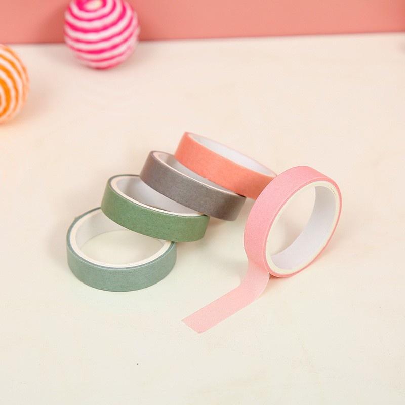 Bộ 5 Cuộn Băng dính trang trí băng giấy washi tape dùng album sổ lưu niệm