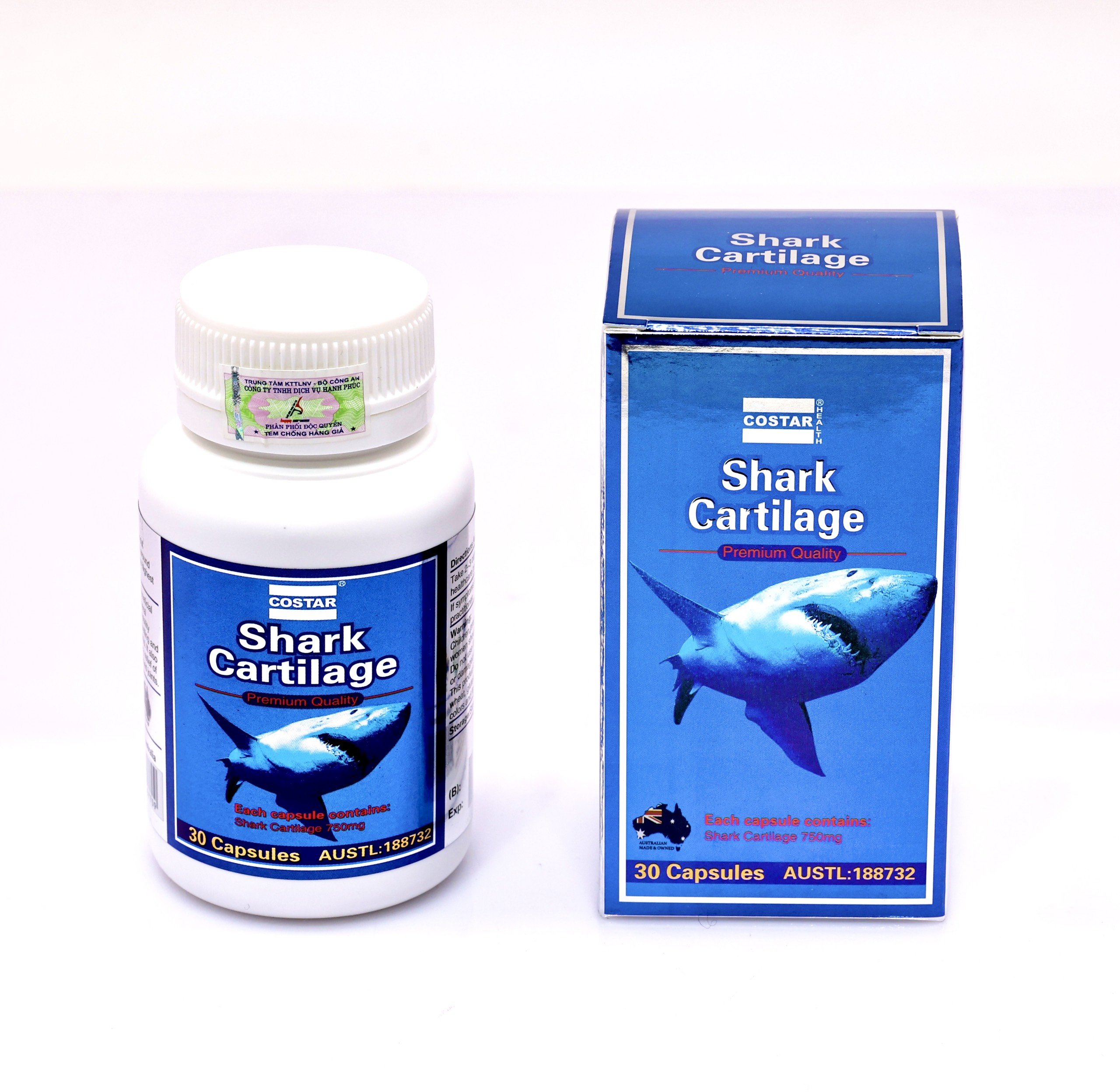 Viên uống xương khớp sụn cá mập Shark Cartilage Costar hỗ trợ tạo chất nhờn cho khớp hộp 30/120/365 viên