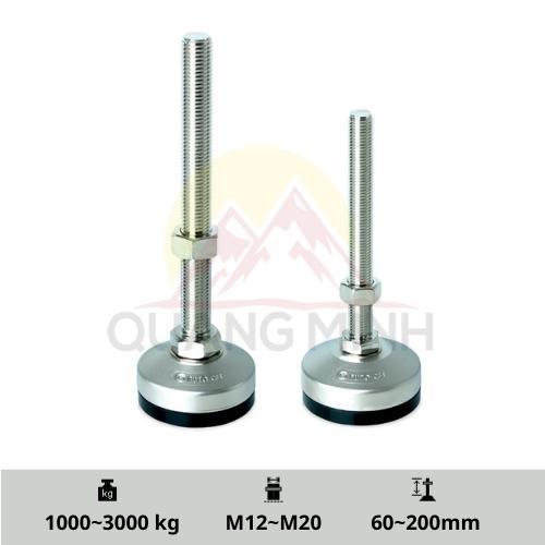 A-MALR/A-MALSR - Chân tăng chỉnh chiều cao, inox 304, chịu lực, đế cao su M12, M16, M20 cao cấp tiêu chuẩn Hàn Quốc