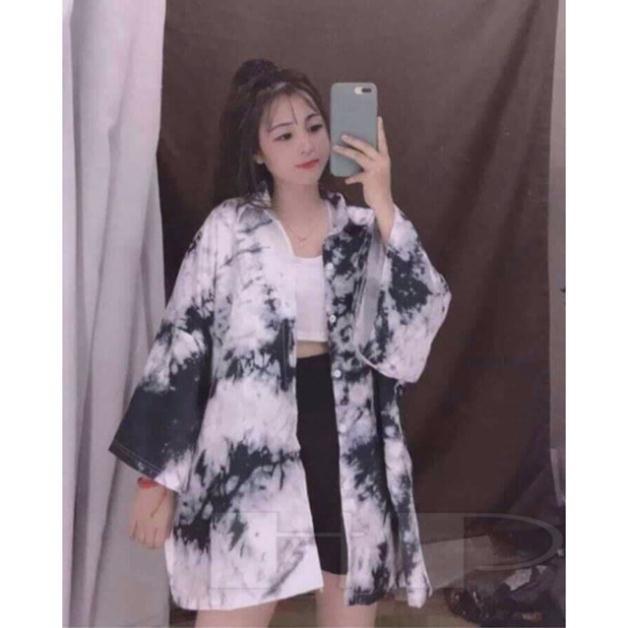 Áo sơmi loang Trắng Đen ND24