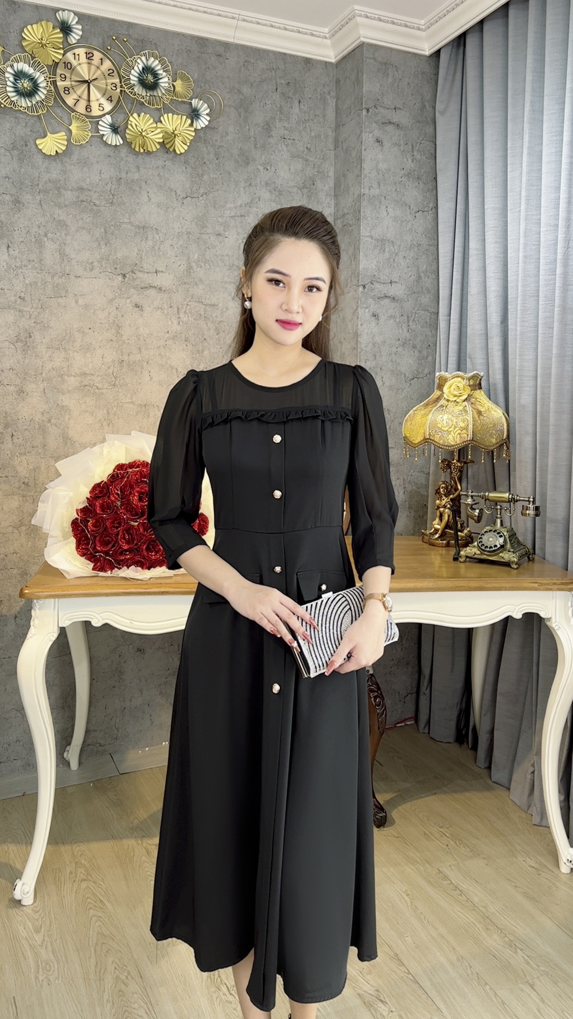 Đầm Trung Niên [ Linh Trà ] (TM 545) Trẻ Trung Thiết Kế Trang Nhã Thanh Lịch Đi Làm Đi Tiệc Cho Bà Cho Mẹ U40 Bigsize