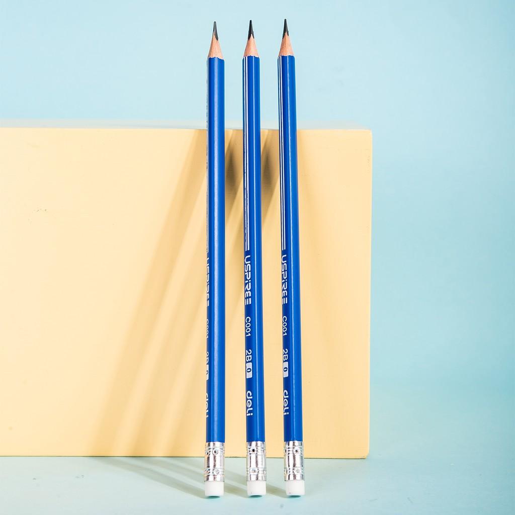 Bút chì than HB 2B có tẩy graphite Deli - dùng để đi thi - nhạy với máy chấm - 1 chiếc / 12 chiếc - EC004 / EC001