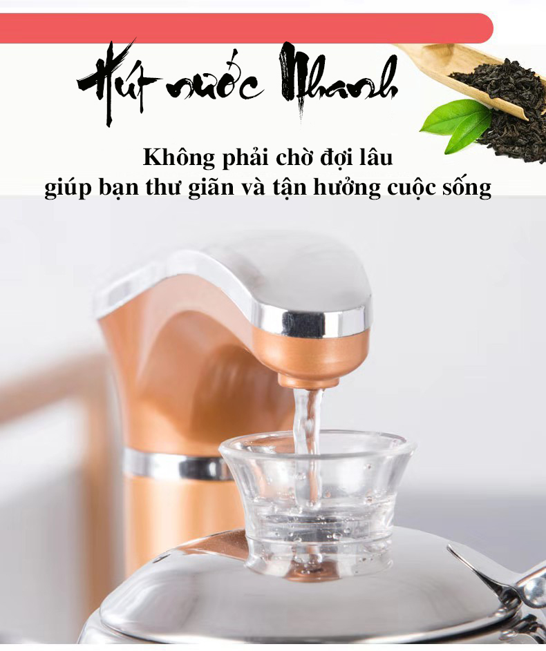 Bàn trà điện thông minh - Bàn màu đen, bộ bếp điện tự động đầy đủ ấm chén bảo hành đổi mới 12 tháng- Nâu đất