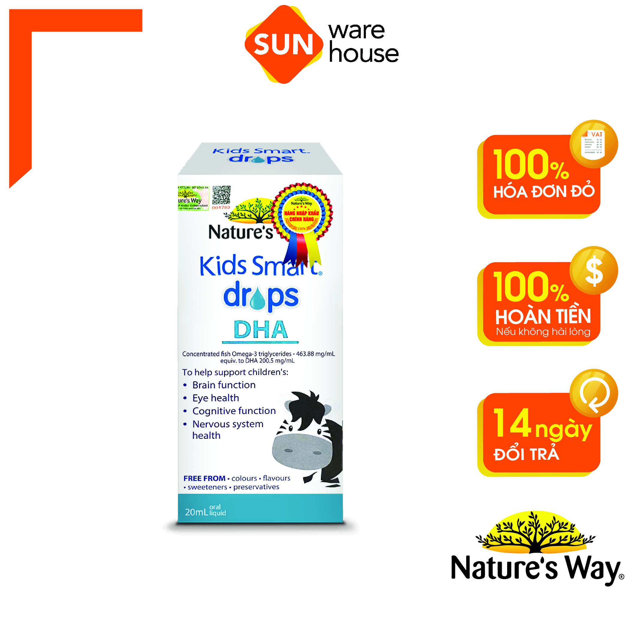 DHA Nature's Way Kids Smart Drops DHA Dạng Giọt Giúp Tăng IQ, Phát Triển Não Bộ Cho Bé 20ml