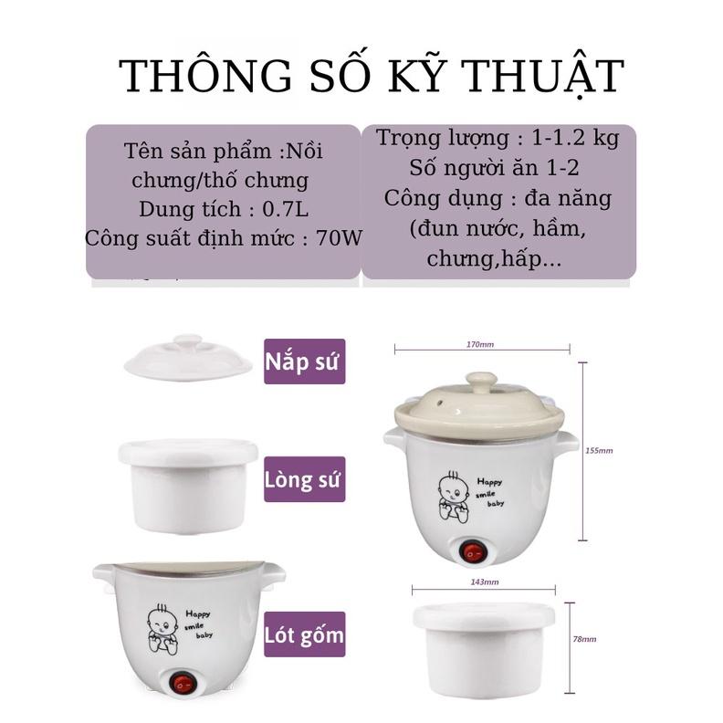 Nồi chưng yến,tiềm, nấu cháo, hầm,soup đa năng bằng điện 0.7L- Nồi.chưng yến