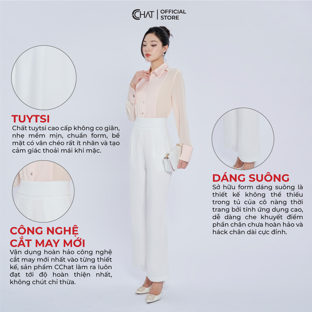 Quần Ống Rộng Cạp Bản To Dáng Suông Chất Tuytsi Cao Cấp 82QDS2002SH
