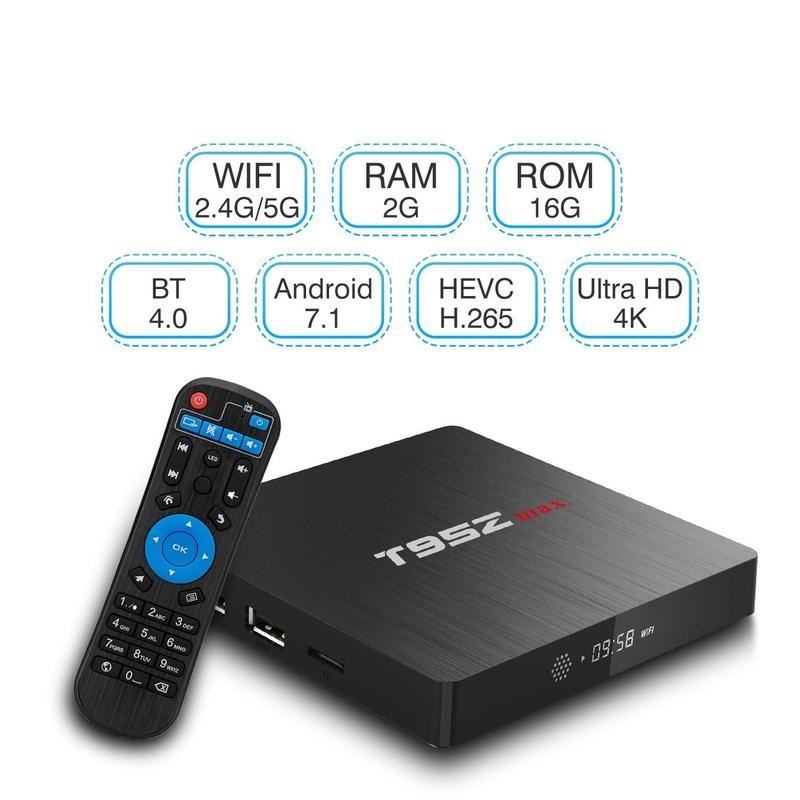 Android Box T95Z MAX, Chip S912 Cao cấp, Ram 2GB, Rom 16GB, Wifi 2.4/5Ghz, Blutooth 4.1, Cấu Hình Cao Cấp Mạnh Mẽ - Hàng Nhập Khẩu