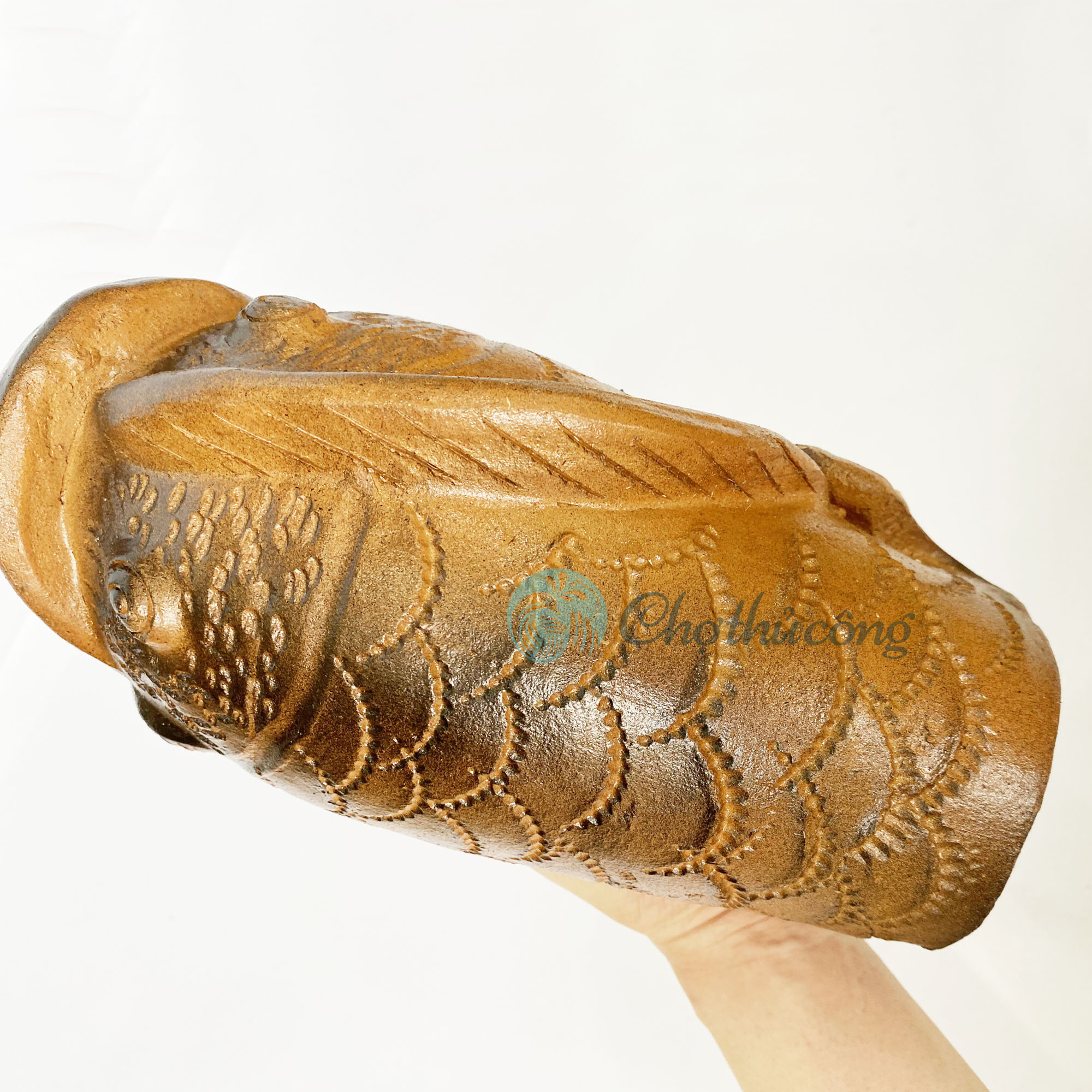 Bình gốm cắm hoa decor cá chép , lọ hoa - chậu đất nung thủ công Gốm Chăm Bàu Trúc dùng trang trí handmade terracotta