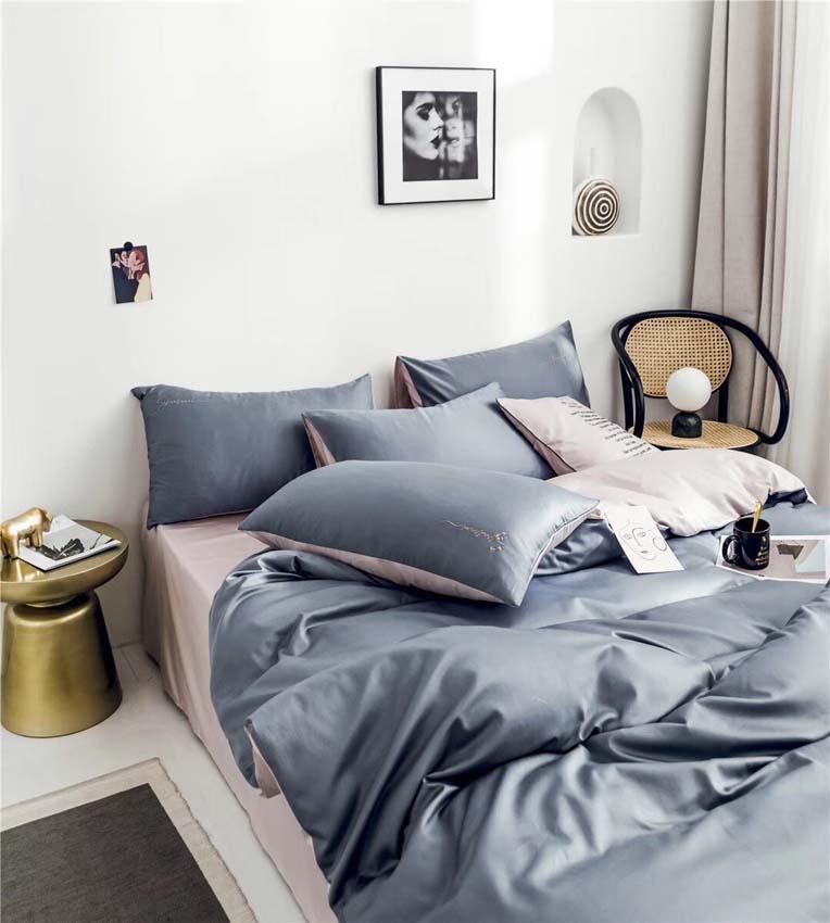 Bộ Chăn Ga Gối Lụa Tencel 60s Đơn Sắc LIDACO Cao Cấp - Ghi Phối Ga Hồng - TẶNG VỎ GỐI ÔM COTTON