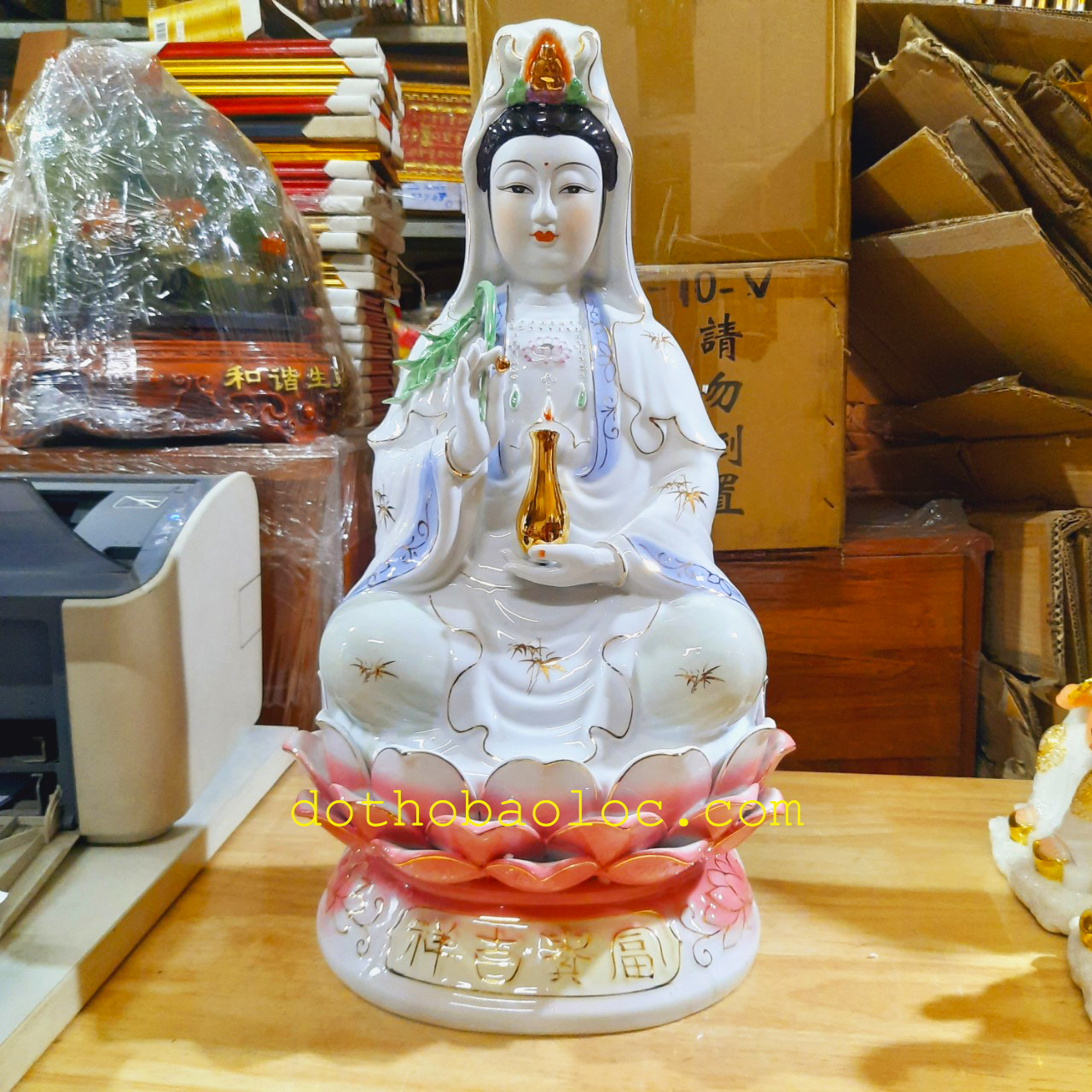 Tượng Quan Âm men sứ cao cấp Cao 52cm