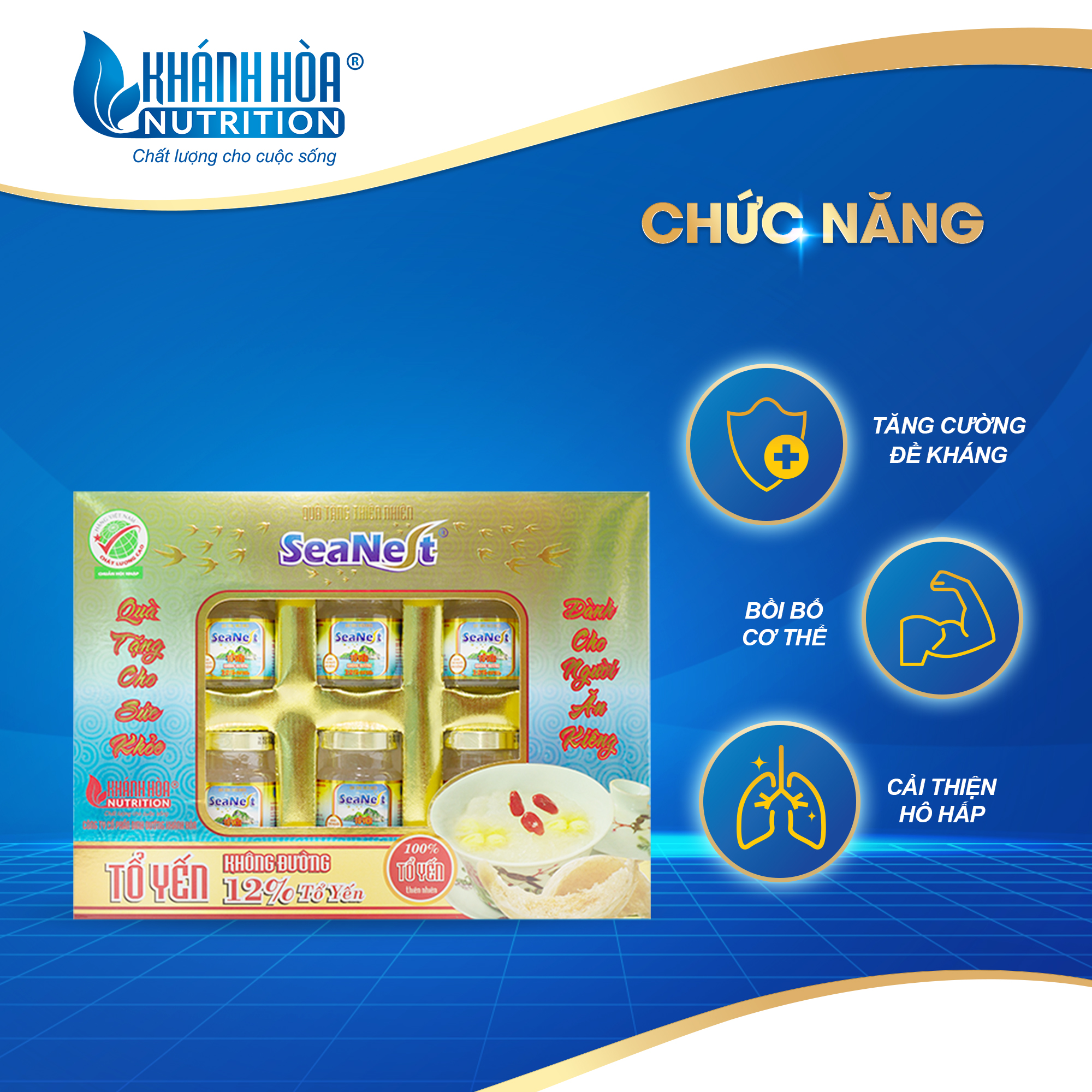 Hộp Quà Tặng Tổ Yến 12% Chưng Đường Ăn Kiêng Cao Cấp Seanest Khánh Hòa Nutrition – Hộp 6 lọ x 70ml