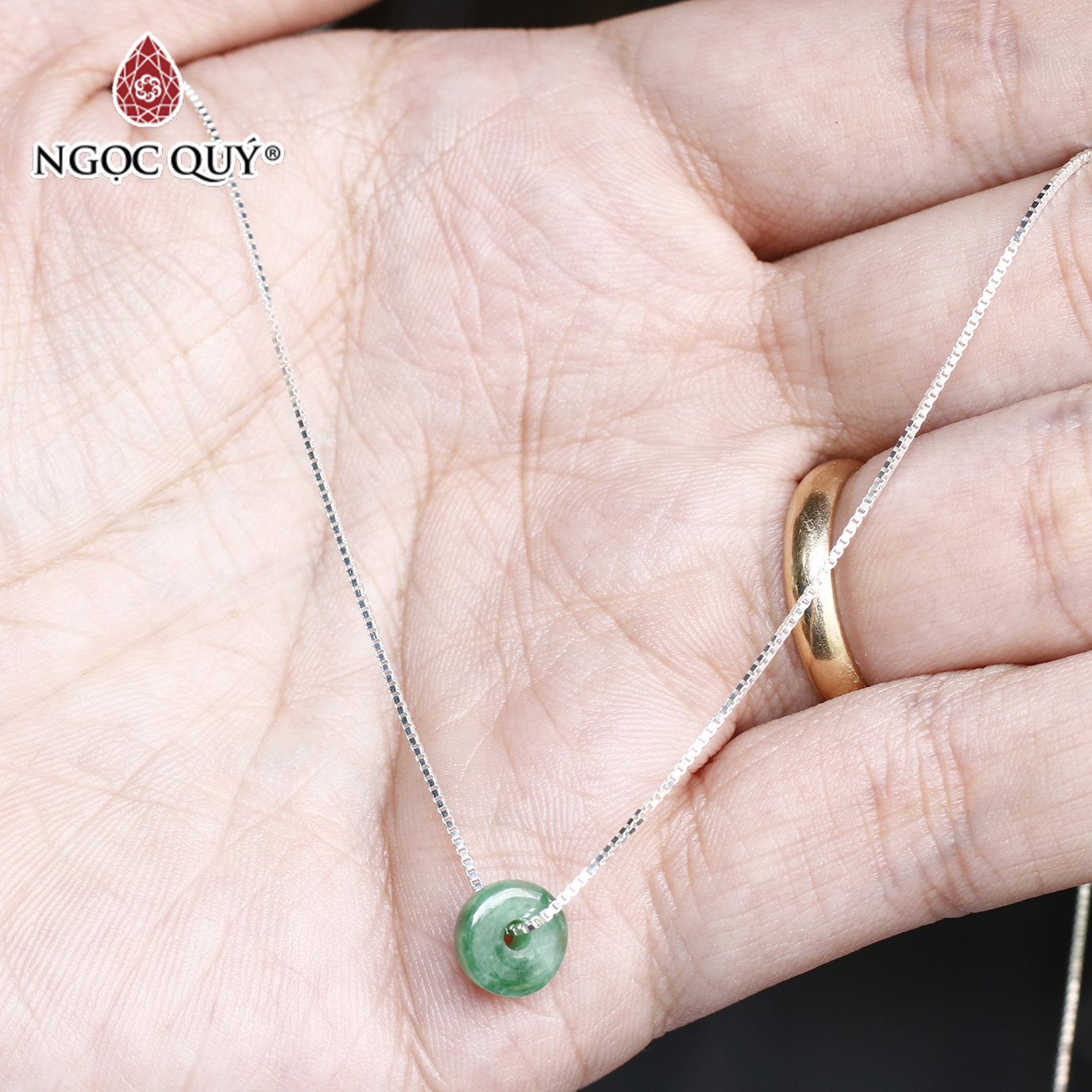 Mặt dây chuyền đồng điếu cẩm thạch sơn thủy 9mm mệnh hỏa , mộc - Ngọc Quý Gemstones