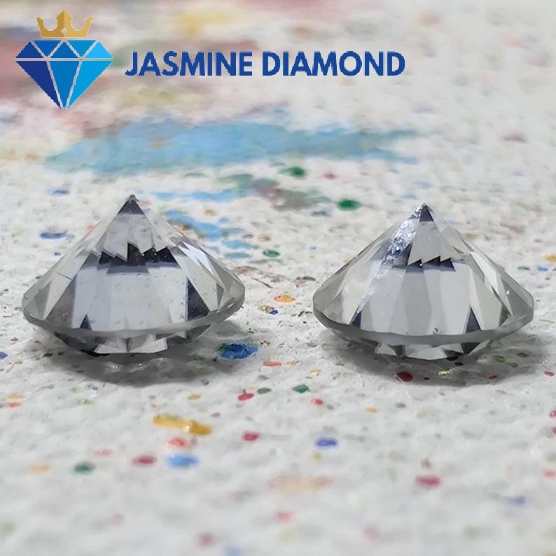 Kim cương nhân tạo Mỹ Moissanite giác cắt tròn màu xám