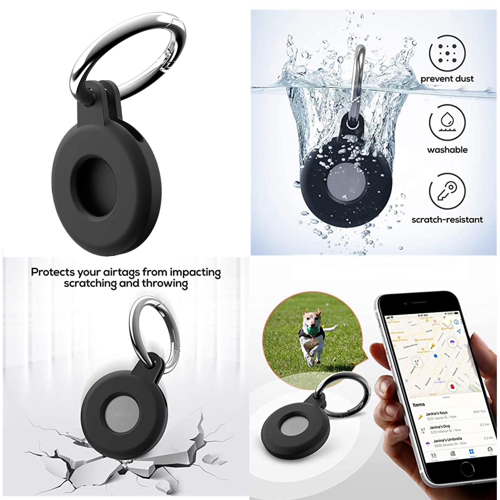Silicone Case Protector Cover with Keychain Loop Ring Holder Compatible with Air Tags, Anti-scratch