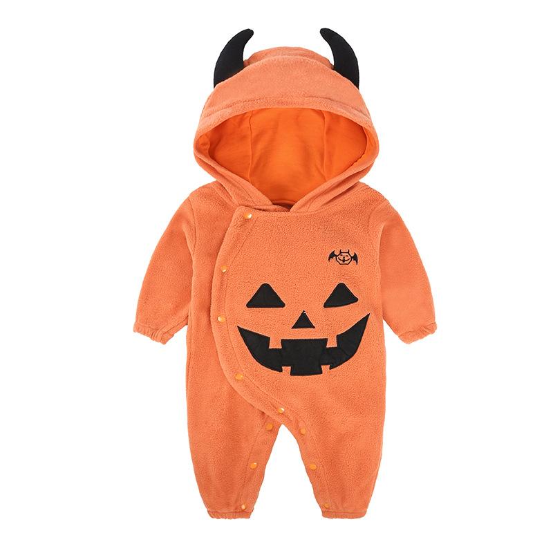Mùa Thu Và Quần Áo Mùa Đông Cho Bé Một Bộ Quần Áo, Bé Bí Ngô Halloween Mũ Trùm Một Mảnh Vải 2021 Mới
