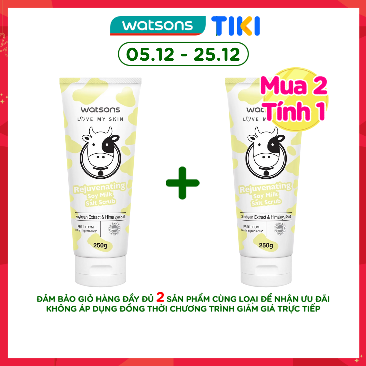 Tẩy Tế Bào Chết Watsons Love My Skin Ngừa Lão Hóa Da Rejuvenating Soy Milk Salt Scrub 250G