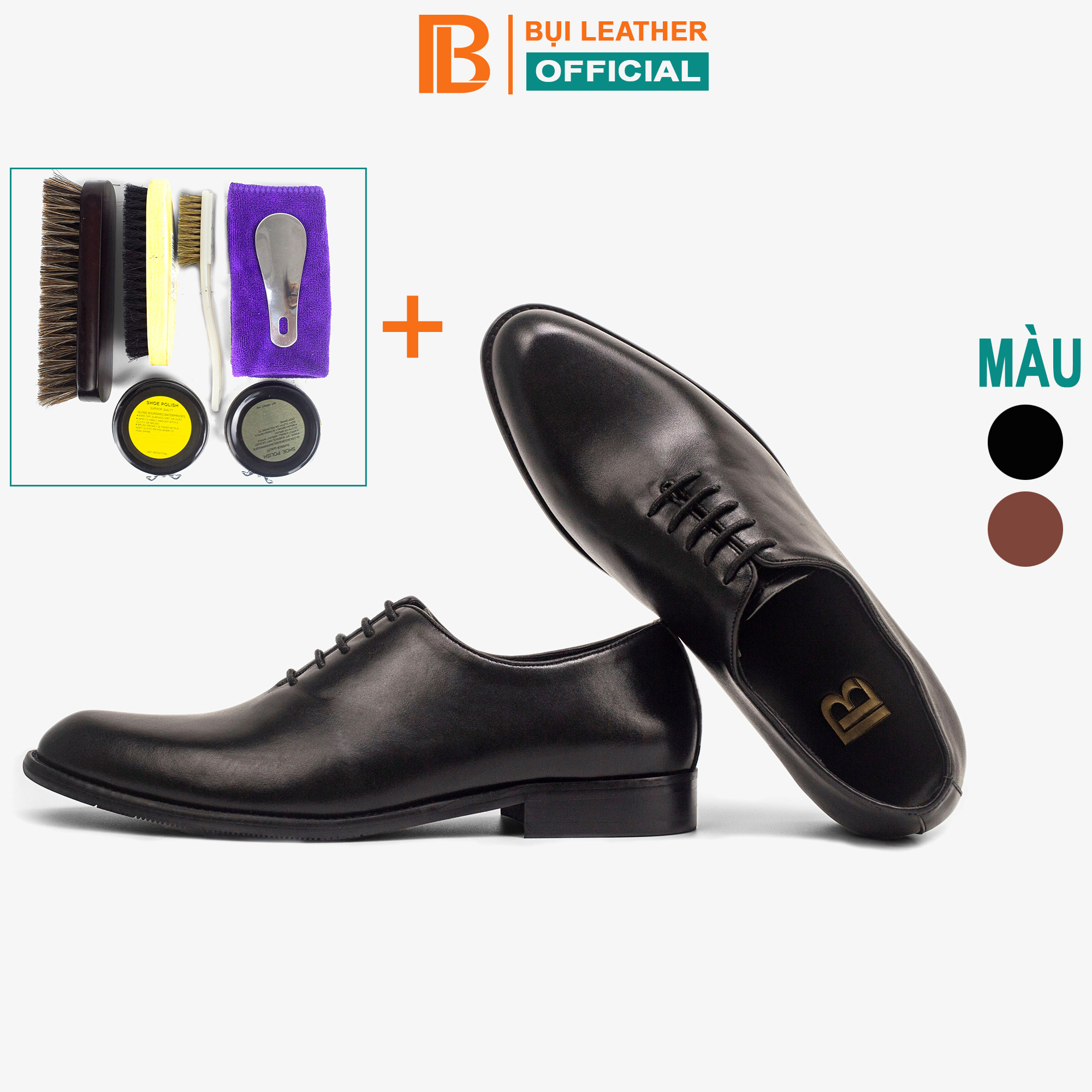 Giày Da Nam, Giày Oxford Công Sở Bụi Leather G102 - Da Bò Nappa Cao Cấp - Bảo Hành 12 Tháng - Màu Đenbộ Vệ Sinh - 39