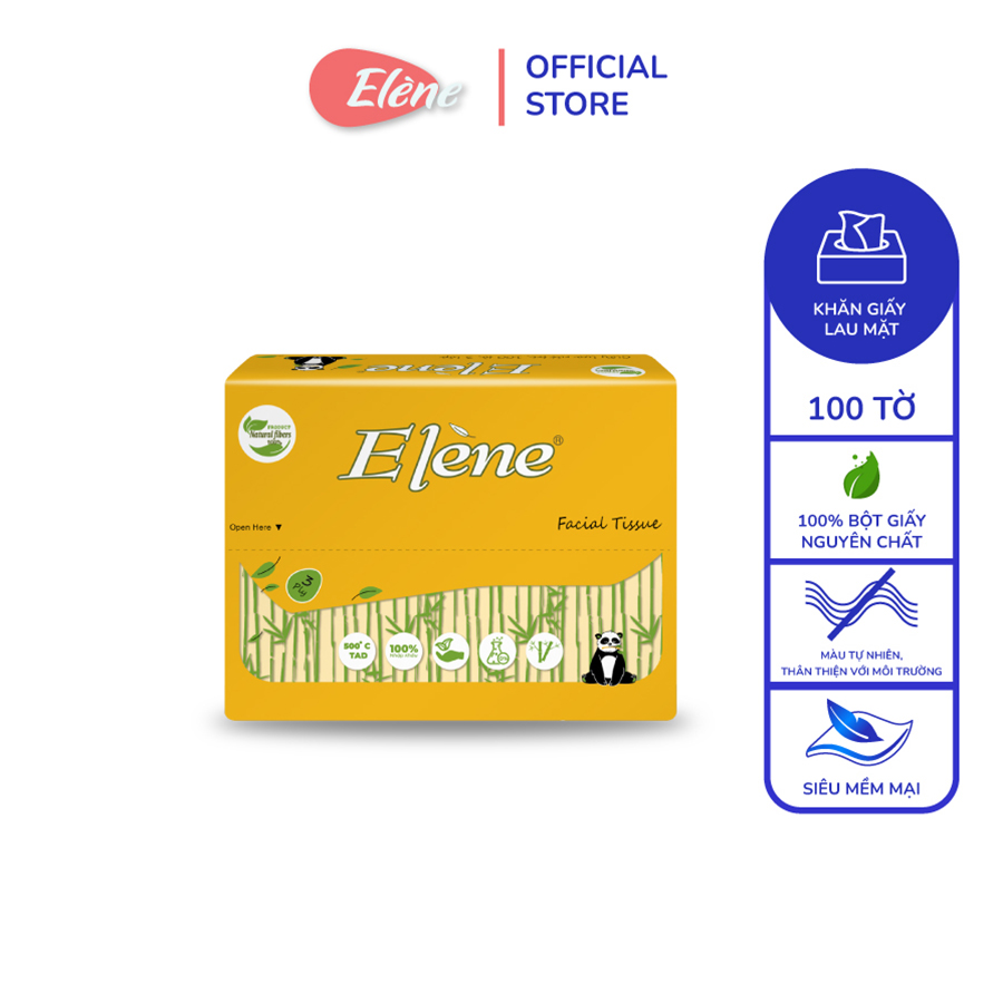 Giấy lụa rút tre Elene dùng lau mặt loại 100 tờ 3 lớp (Combo 1 thùng gồm 30 túi) - chính hãng cao cấp