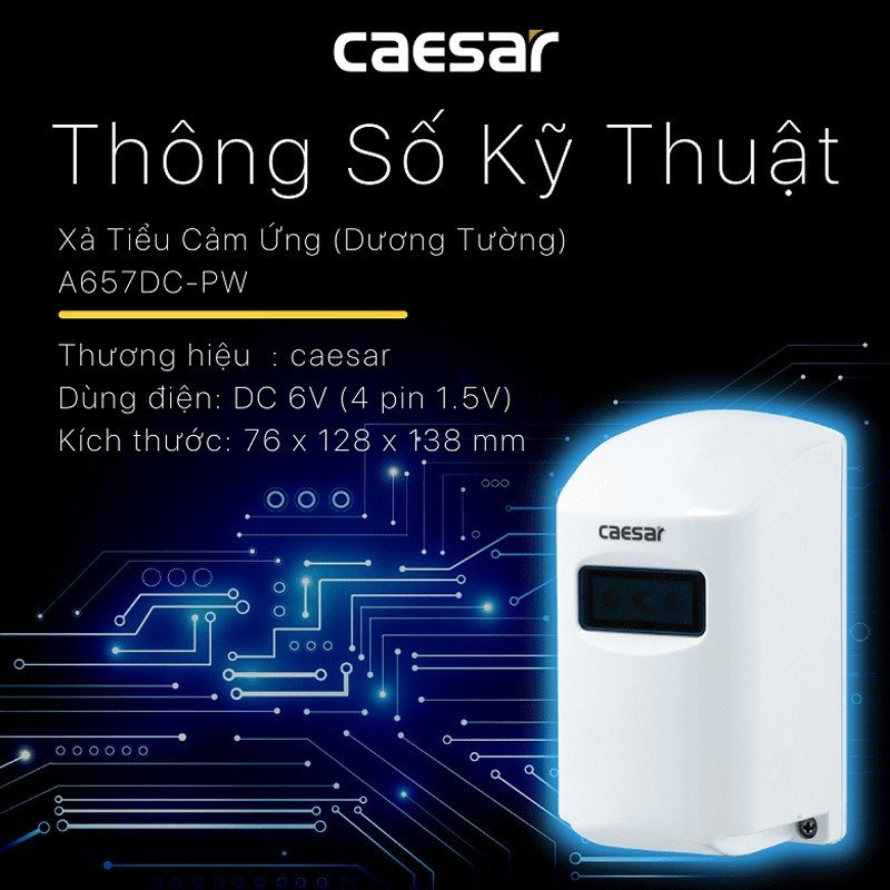 Bộ Xả Tiểu Cảm Ứng Nam CAESAR A657DC-PW - Cảm ứng không chạm hiện đại an toàn