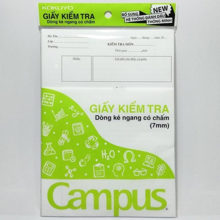 Giấy kiểm tra dòng kẻ ngang có chấm Campus TP-BS70G-25 - Màu xanh lá