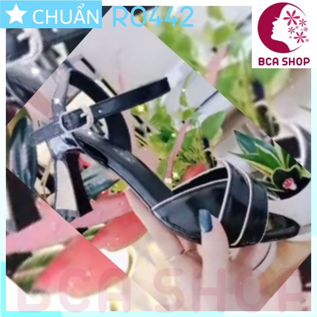 Giày cao gót nữ 7p RO442 ROSATA tại BCASHOP hở mũi, quai cài ôm cổ chân, bề mặt giày tạo vân thời trang - màu đen