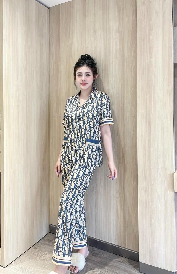 Đồ Mặc Nhà Bộ Pyjama Nữ Qc Mẫu Hot Tay Ngắn Quần Dài Có Túi