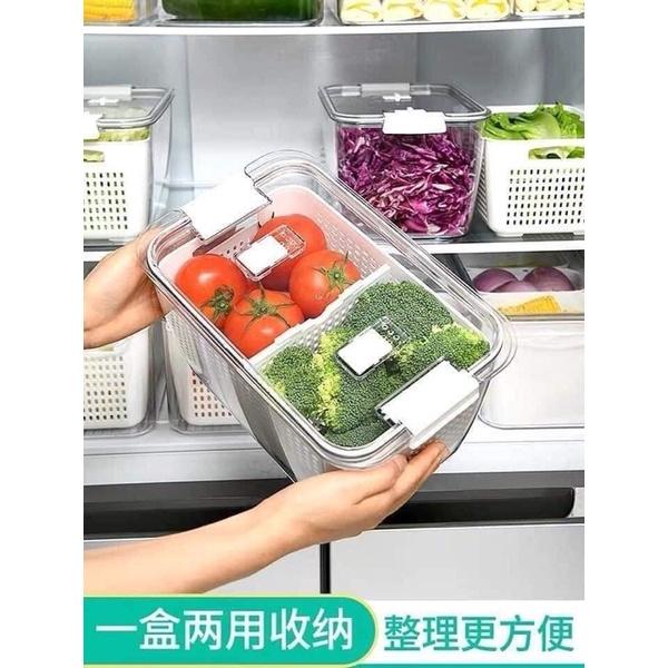 Bộ 2 hộp đựng thực phẩm tủ lạnh có chia ngăn