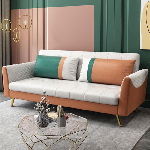 Sofa Giường Bật Bọc Da Phối Màu Tỏa Sáng DP-SGB55