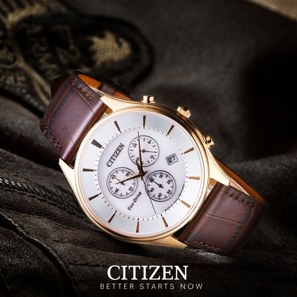 Đồng Hồ Nam Citizen Dây Da AT2362-02A - Mặt Trắng (Sapphire)