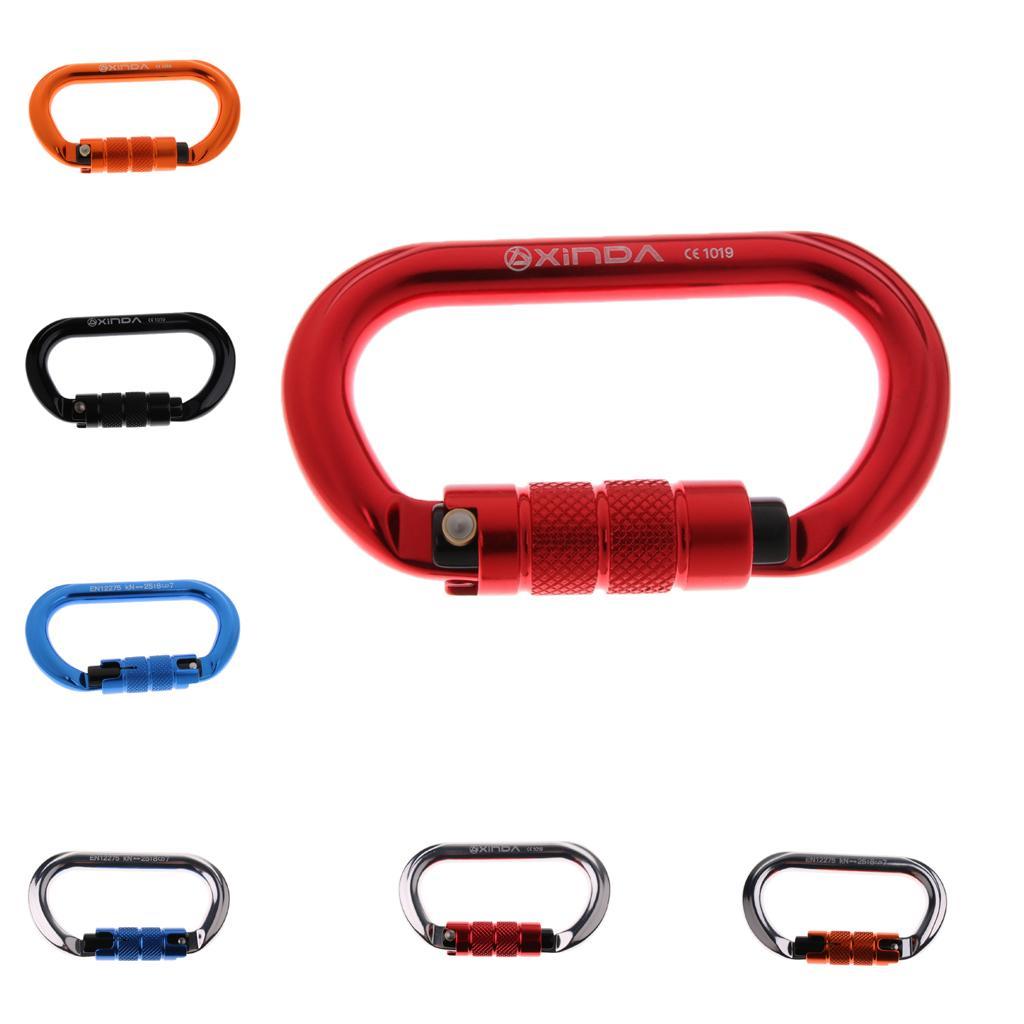 Oval Climbing Carabiner 25KN Aluminum Auto Locking Carabiner red