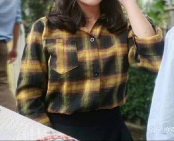 Sơ mi Flannel màu đen vàng