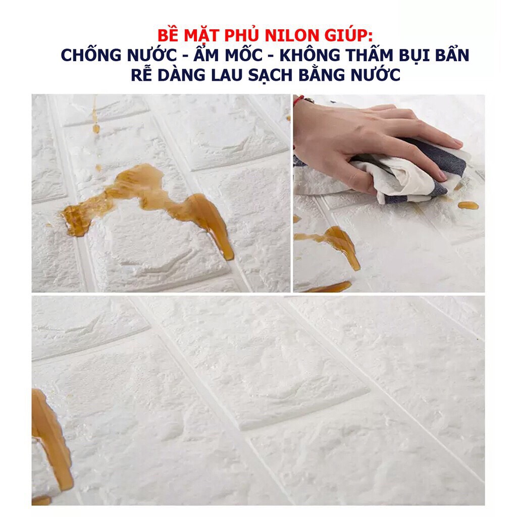 Xốp dán tường giả gạch 3D Khổ lớn 70x77cm