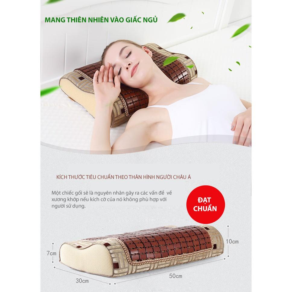 Gối Ngủ Ion Âm Than Tre Hoạt Tính ZURI PILLOW - GDH09 Vỏ Mắt Trúc, Gối Cao Su Non Cho Người Đau Vai Gáy, Khó Ngủ