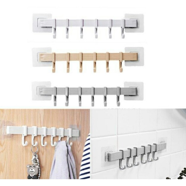 Thanh treo đồ dán tường,tủ quần áo, nhà bếp, có 6 móc chịu lực tốt - HENRYSA